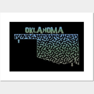 Oklahoma State Outline Maze & Labyrinth Posters and Art